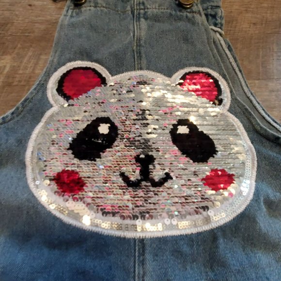 Girls/Kids Size 14 No Brand Overalls/Bibs Has a sequin flip Panda face light was - Picture 6 of 10